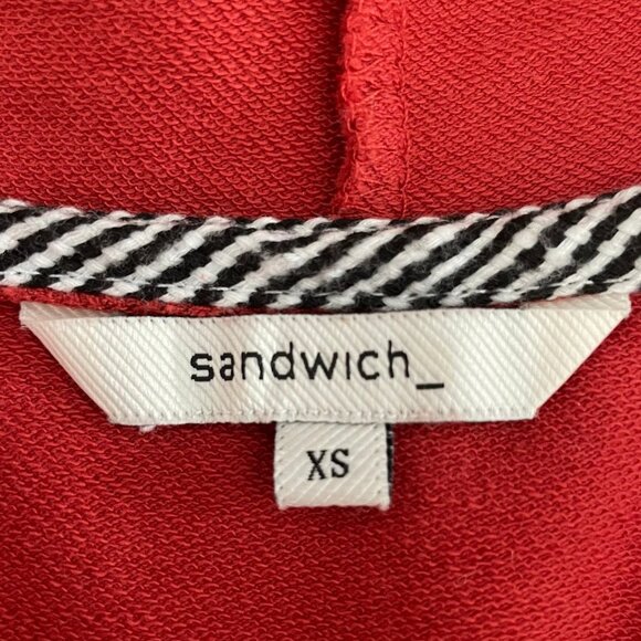 Sandwich Casual LS Cotton Hoodie w Striped Shirt Detail above Hem Rust Sz XS - Picture 9 of 11